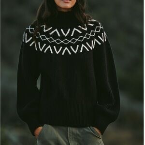 Varley Black Sweater with White Pattern